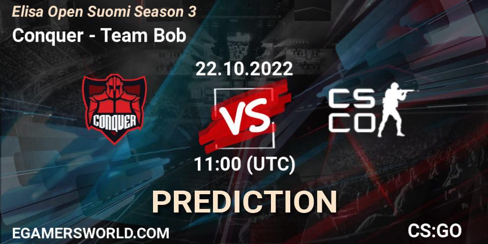 Pronóstico Conquer - Team Bob. 22.10.22, CS2 (CS:GO), Elisa Open Suomi Season 3