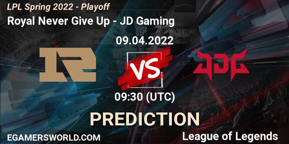 Pronóstico Royal Never Give Up - JD Gaming. 13.04.2022 at 09:00, LoL, LPL Spring 2022 - Playoff