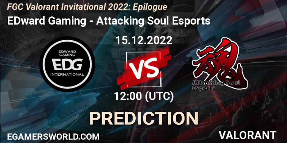 Pronóstico EDward Gaming - Attacking Soul Esports. 15.12.2022 at 12:00, VALORANT, FGC Valorant Invitational 2022: Epilogue