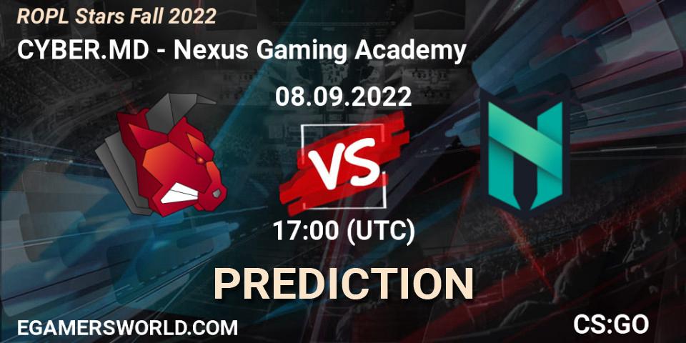 Pronóstico CYBER.MD - Nexus Gaming Academy. 08.09.2022 at 17:00, Counter-Strike (CS2), ROPL Stars Fall 2022