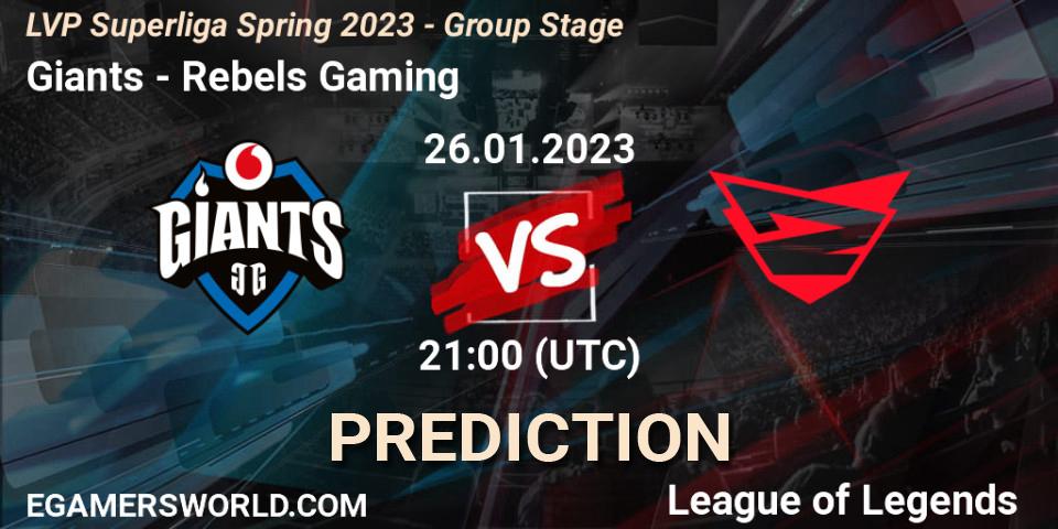 Pronóstico Giants - Rebels Gaming. 26.01.2023 at 21:00, LoL, LVP Superliga Spring 2023 - Group Stage