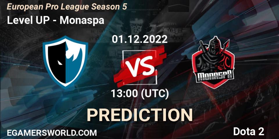 Pronóstico Level UP - Monaspa. 01.12.22, Dota 2, European Pro League Season 5