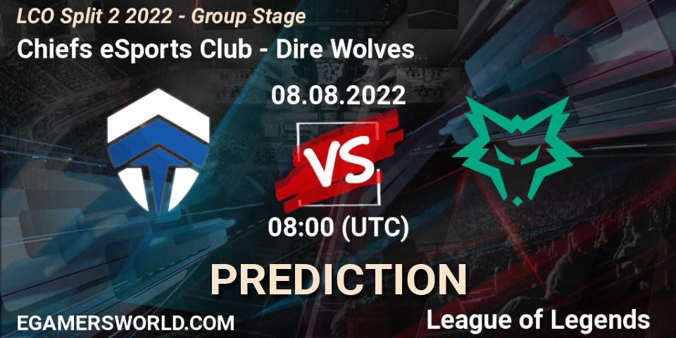 Pronóstico Chiefs eSports Club - Dire Wolves. 08.08.2022 at 08:00, LoL, LCO Split 2 2022 - Group Stage