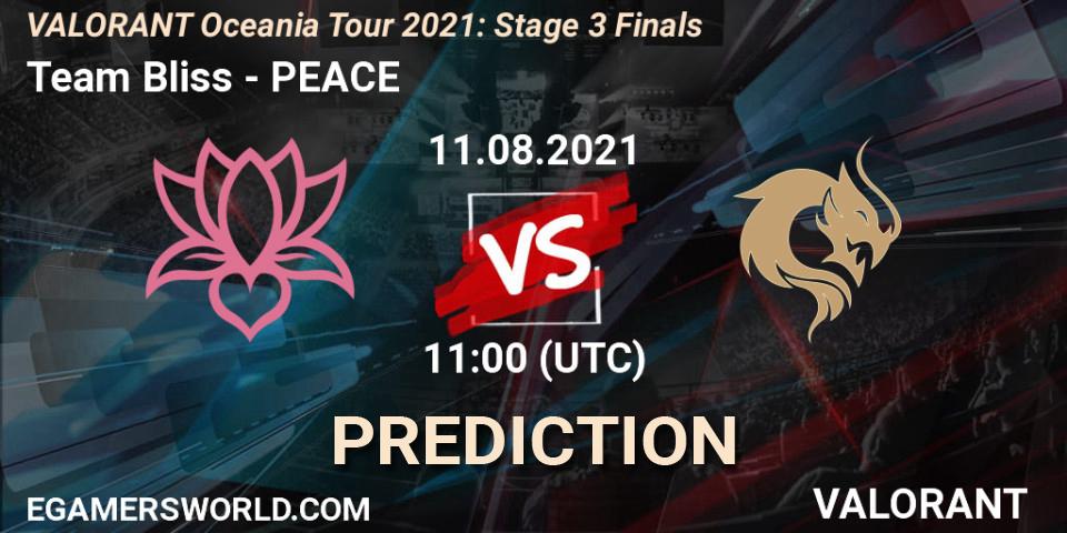 Pronóstico Team Bliss - PEACE. 11.08.2021 at 11:00, VALORANT, VALORANT Oceania Tour 2021: Stage 3 Finals