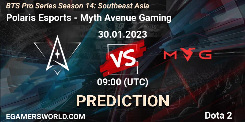 Pronóstico Polaris Esports - Myth Avenue Gaming. 30.01.23, Dota 2, BTS Pro Series Season 14: Southeast Asia