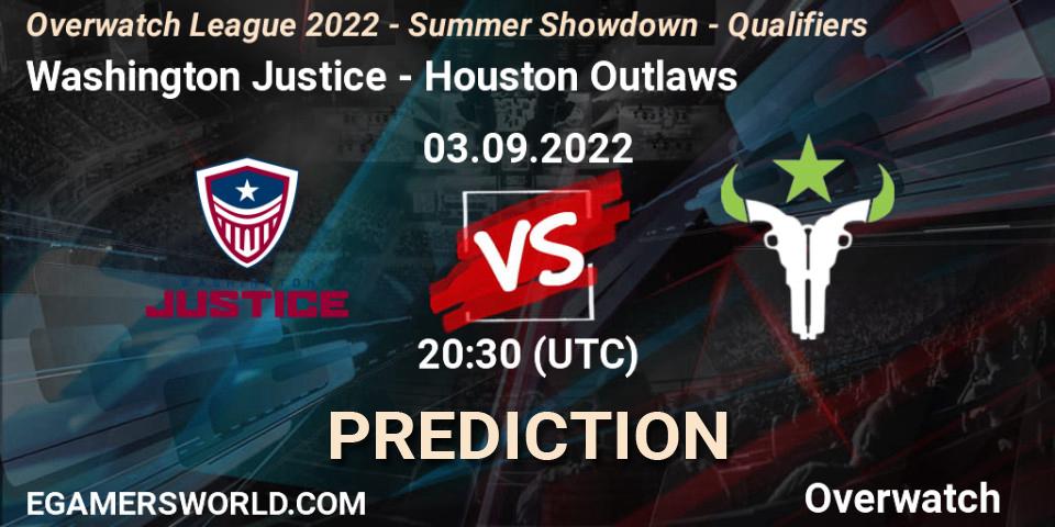 Pronóstico Washington Justice - Houston Outlaws. 03.09.22, Overwatch, Overwatch League 2022 - Summer Showdown - Qualifiers