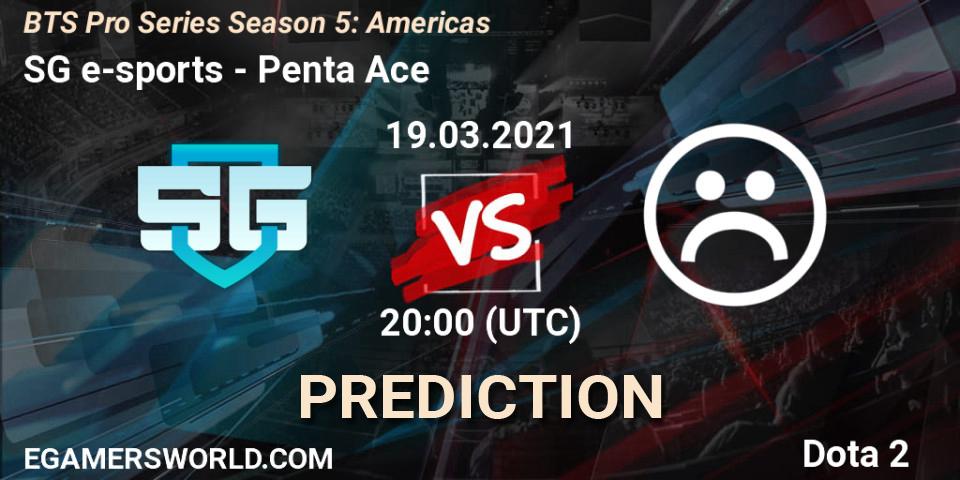 Pronóstico SG e-sports - Penta Ace. 19.03.2021 at 20:20, Dota 2, BTS Pro Series Season 5: Americas