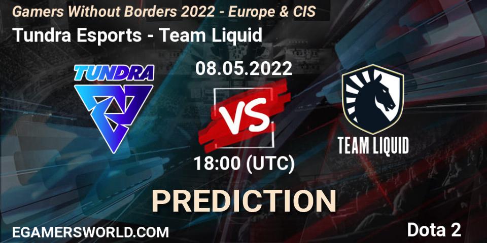 Pronóstico Tundra Esports - Team Liquid. 08.05.2022 at 17:55, Dota 2, Gamers Without Borders 2022 - Europe & CIS