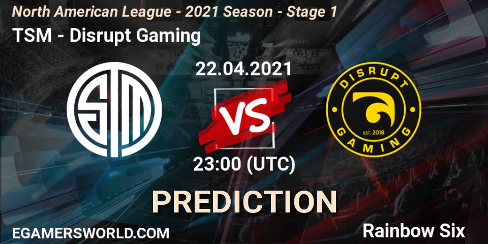 Pronóstico TSM - Disrupt Gaming. 22.04.2021 at 23:00, Rainbow Six, North American League - 2021 Season - Stage 1