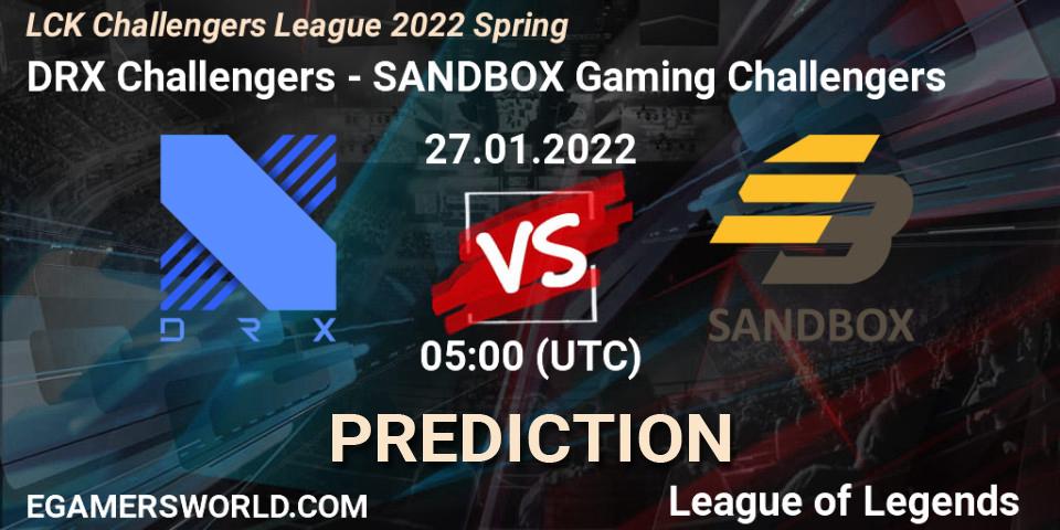 Pronóstico DRX Challengers - SANDBOX Gaming Challengers. 27.01.2022 at 05:00, LoL, LCK Challengers League 2022 Spring