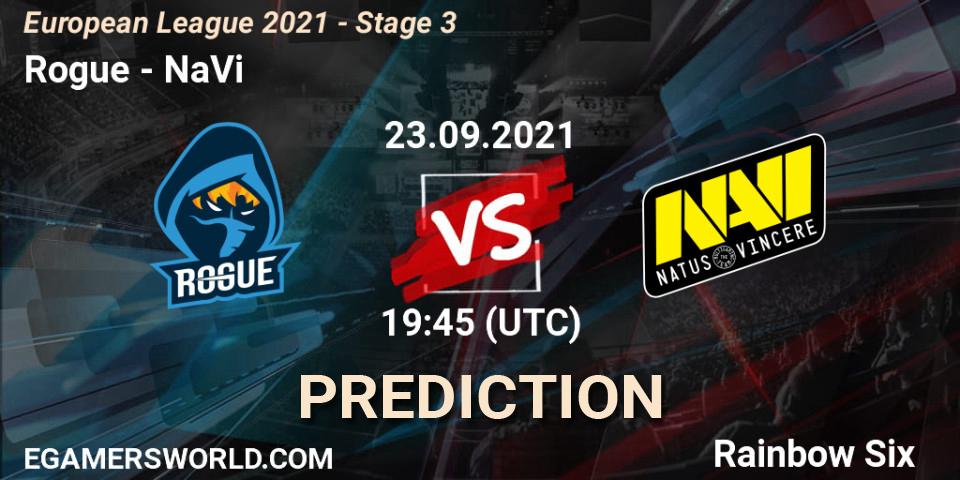 Pronóstico Rogue - NaVi. 23.09.2021 at 19:45, Rainbow Six, European League 2021 - Stage 3