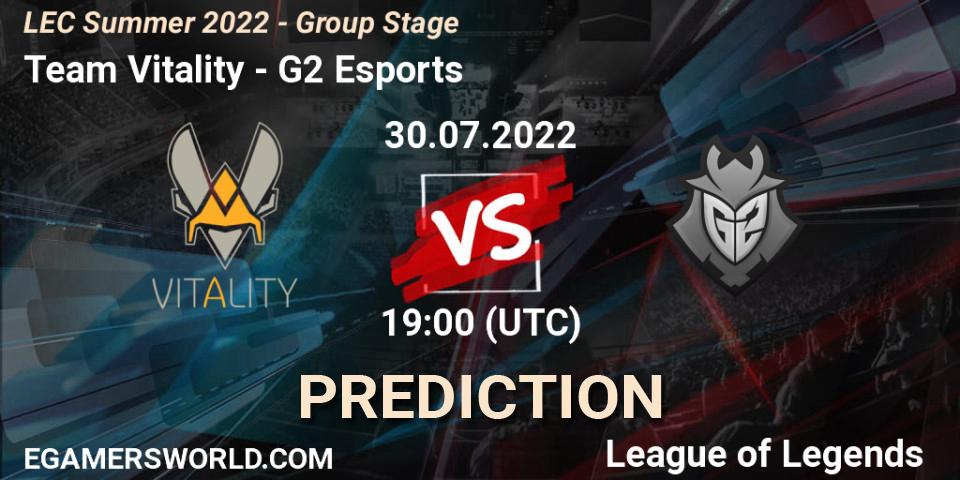 Pronóstico Team Vitality - G2 Esports. 30.07.2022 at 19:00, LoL, LEC Summer 2022 - Group Stage