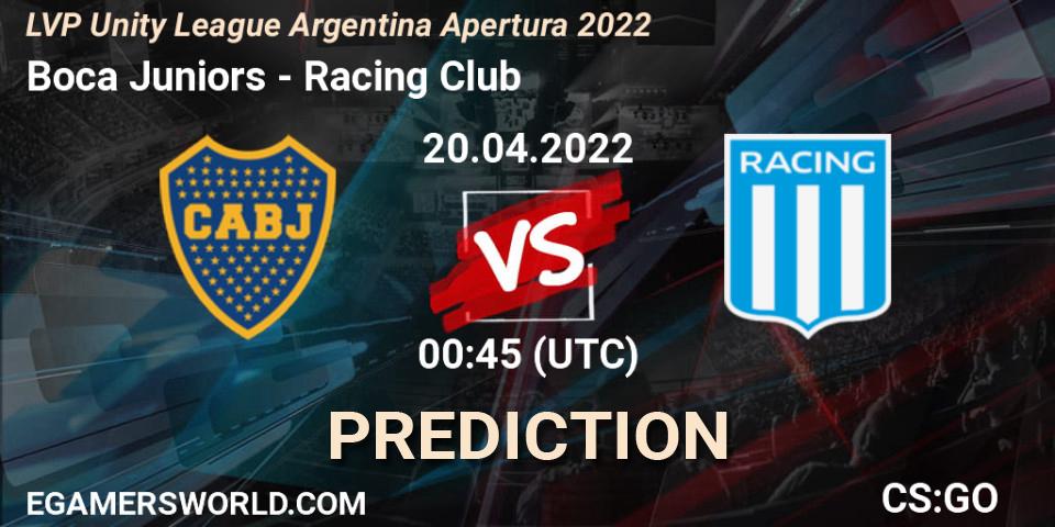 Pronóstico Boca Juniors - Racing Club. 04.05.2022 at 00:45, Counter-Strike (CS2), LVP Unity League Argentina Apertura 2022