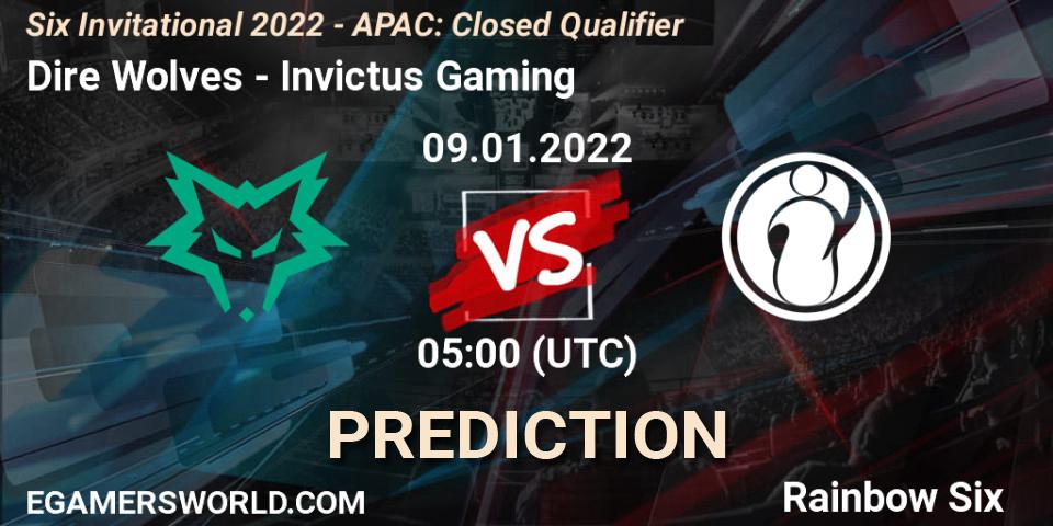Pronóstico Dire Wolves - Invictus Gaming. 09.01.2022 at 05:00, Rainbow Six, Six Invitational 2022 - APAC: Closed Qualifier