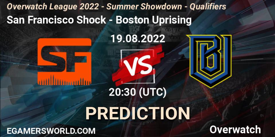 Pronóstico San Francisco Shock - Boston Uprising. 19.08.2022 at 20:30, Overwatch, Overwatch League 2022 - Summer Showdown - Qualifiers