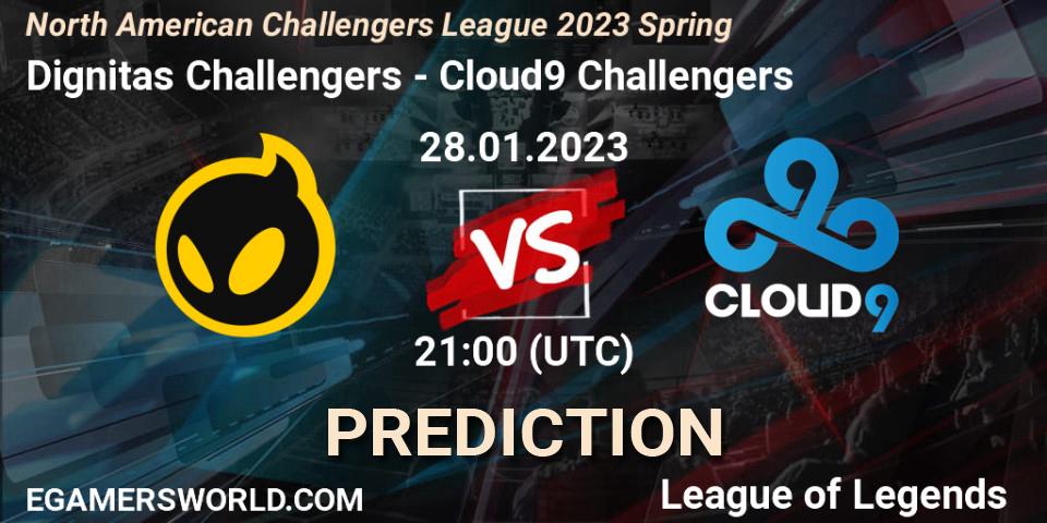 Pronóstico Dignitas Challengers - Cloud9 Challengers. 28.01.23, LoL, NACL 2023 Spring - Group Stage