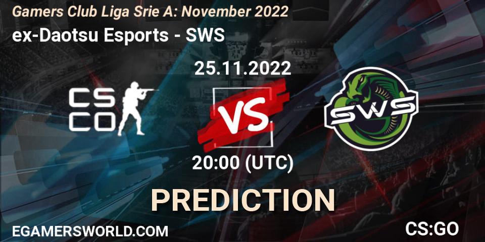 Pronóstico ex-Daotsu Esports - SWS. 25.11.22, CS2 (CS:GO), Gamers Club Liga Série A: November 2022