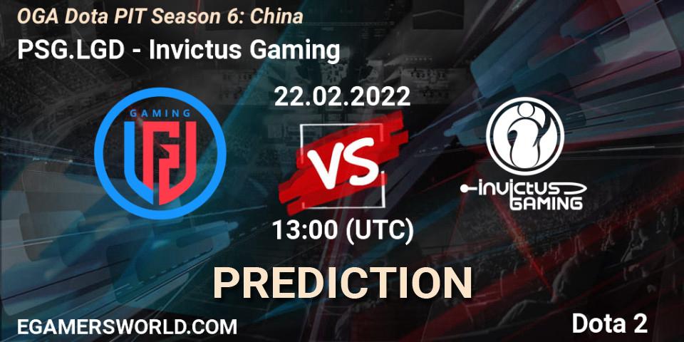 Pronóstico PSG.LGD - Invictus Gaming. 22.02.22, Dota 2, OGA Dota PIT Season 6: China