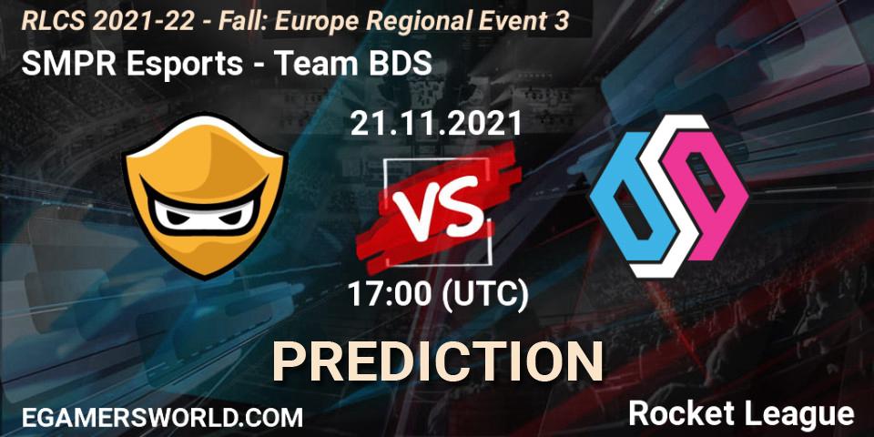 Pronóstico SMPR Esports - Team BDS. 21.11.2021 at 17:00, Rocket League, RLCS 2021-22 - Fall: Europe Regional Event 3