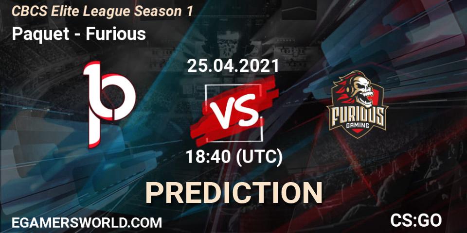 Pronóstico Paquetá - Furious. 25.04.2021 at 18:40, Counter-Strike (CS2), CBCS Elite League Season 1