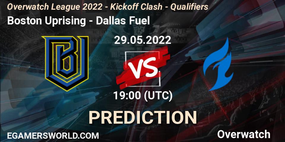 Pronóstico Boston Uprising - Dallas Fuel. 29.05.22, Overwatch, Overwatch League 2022 - Kickoff Clash - Qualifiers