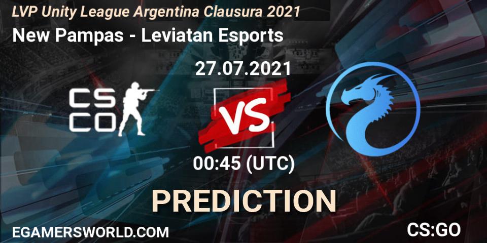 Pronóstico New Pampas - Leviatan Esports. 27.07.2021 at 00:45, Counter-Strike (CS2), LVP Unity League Argentina Clausura 2021