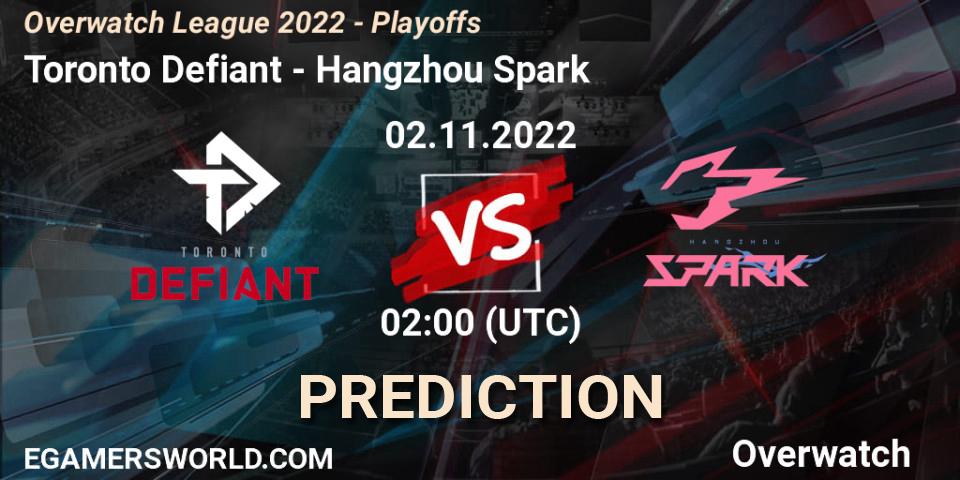 Pronóstico Toronto Defiant - Hangzhou Spark. 02.11.22, Overwatch, Overwatch League 2022 - Playoffs