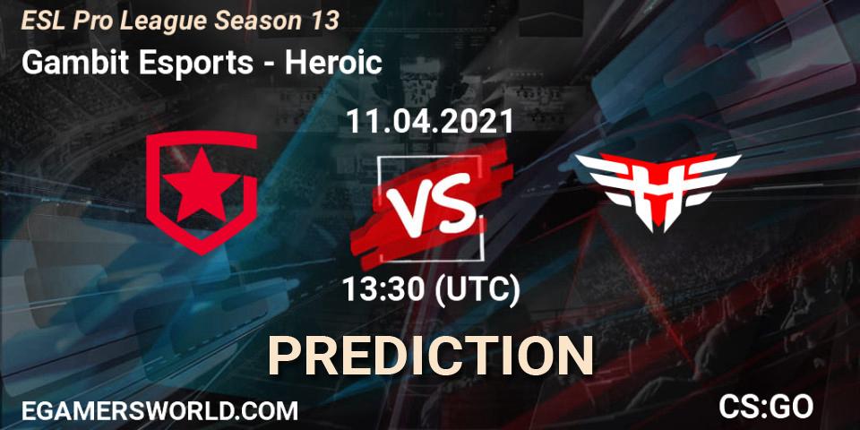 Pronóstico Gambit Esports - Heroic. 11.04.21, CS2 (CS:GO), ESL Pro League Season 13