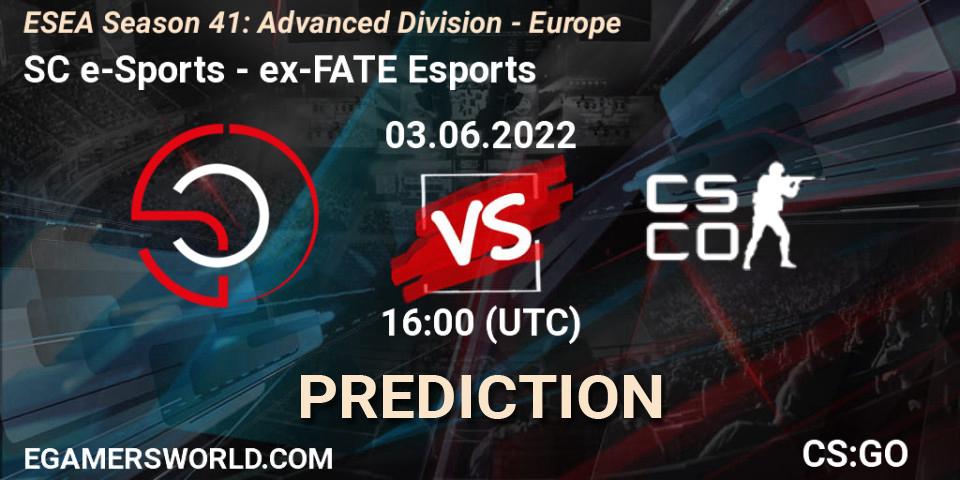 Pronóstico SC e-Sports - ex-FATE Esports. 03.06.2022 at 16:00, Counter-Strike (CS2), ESEA Season 41: Advanced Division - Europe