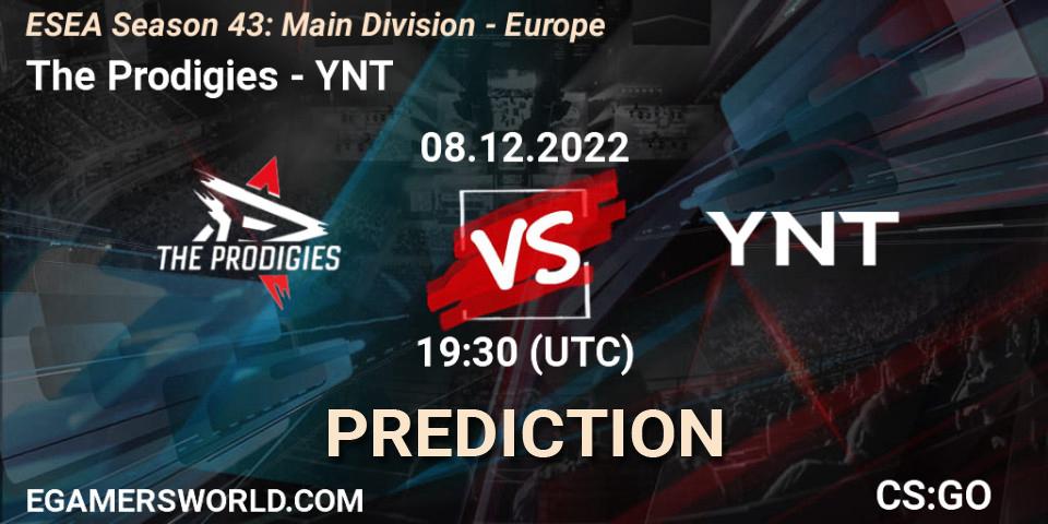 Pronóstico The Prodigies - YNT. 09.12.22, CS2 (CS:GO), ESEA Season 43: Main Division - Europe