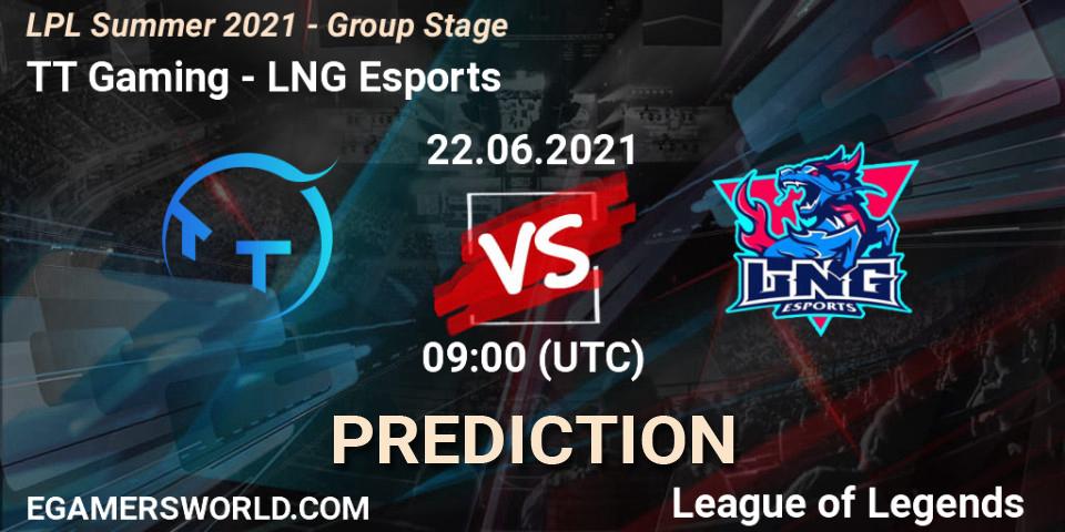 Pronóstico TT Gaming - LNG Esports. 22.06.2021 at 09:00, LoL, LPL Summer 2021 - Group Stage