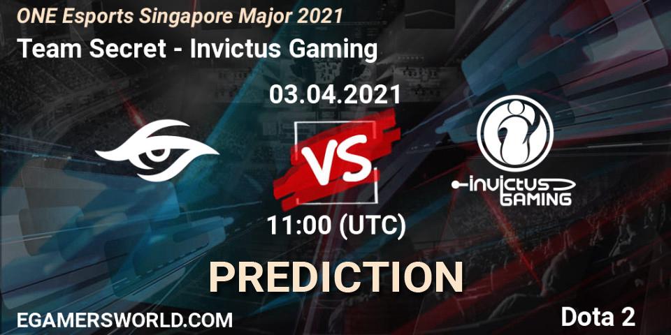 Pronóstico Team Secret - Invictus Gaming. 03.04.2021 at 12:54, Dota 2, ONE Esports Singapore Major 2021