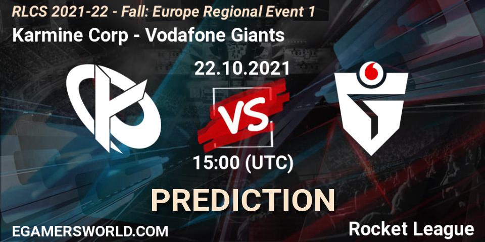 Pronóstico Karmine Corp - Vodafone Giants. 22.10.2021 at 15:00, Rocket League, RLCS 2021-22 - Fall: Europe Regional Event 1