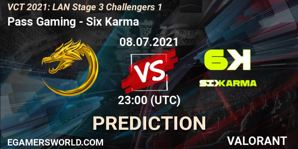 Pronóstico Pass Gaming - Six Karma. 08.07.2021 at 23:00, VALORANT, VCT 2021: LAN Stage 3 Challengers 1
