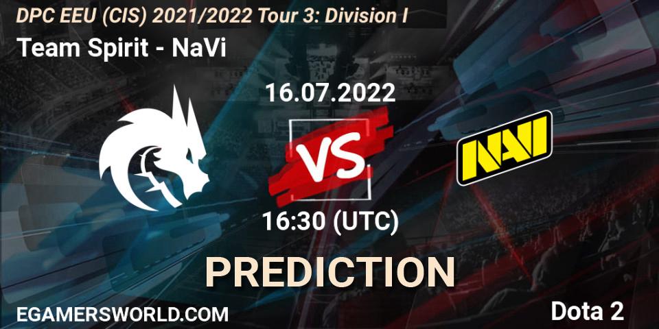 Pronóstico Team Spirit - NaVi. 16.07.22, Dota 2, DPC EEU (CIS) 2021/2022 Tour 3: Division I