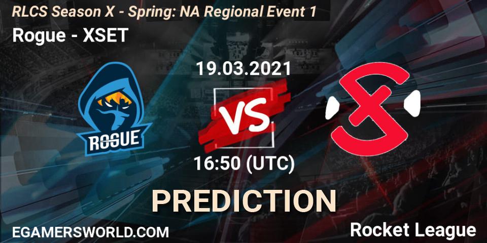 Pronóstico Rogue - XSET. 19.03.2021 at 16:50, Rocket League, RLCS Season X - Spring: NA Regional Event 1