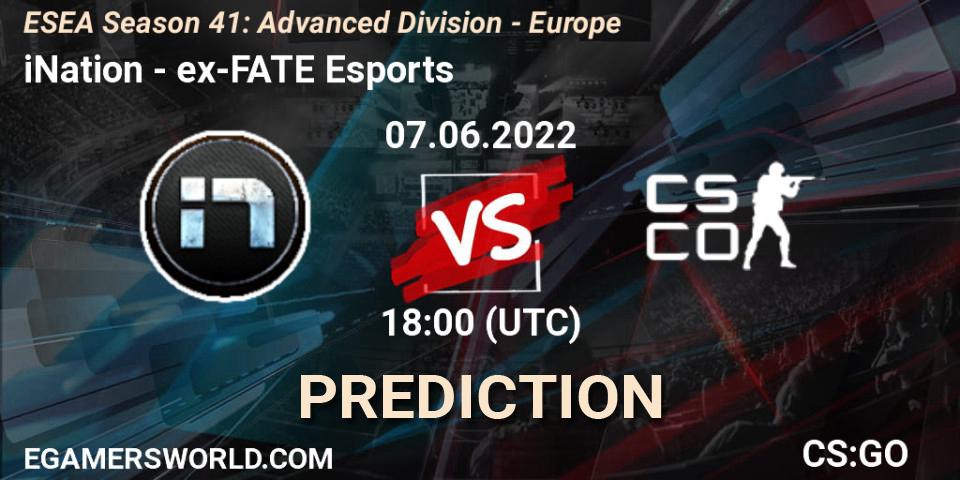 Pronóstico iNation - ex-FATE Esports. 07.06.2022 at 18:00, Counter-Strike (CS2), ESEA Season 41: Advanced Division - Europe