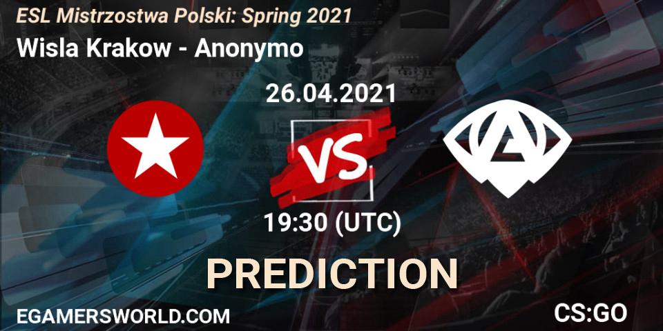 Pronóstico Wisla Krakow - Anonymo. 26.04.2021 at 19:45, Counter-Strike (CS2), ESL Mistrzostwa Polski: Spring 2021
