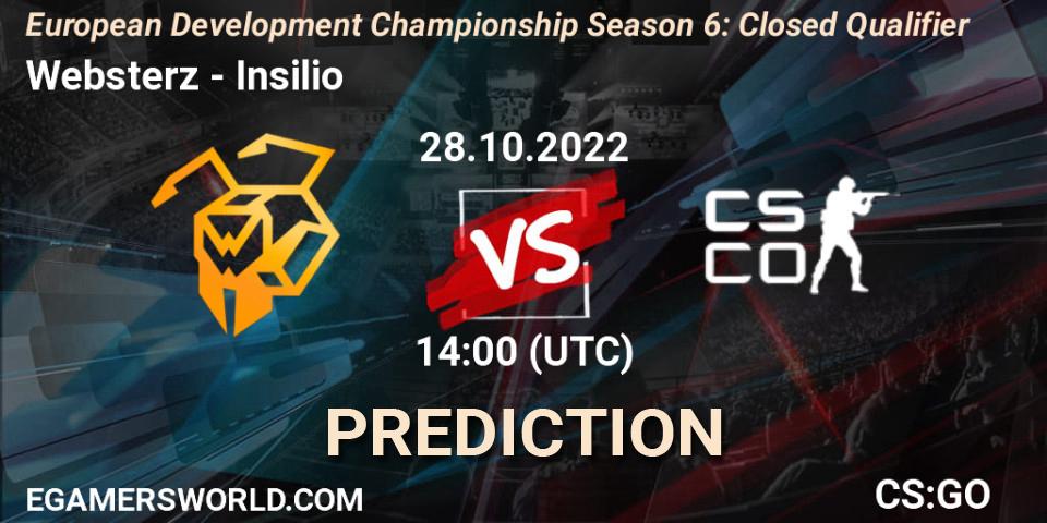 Pronóstico Websterz - Insilio. 28.10.2022 at 14:00, Counter-Strike (CS2), European Development Championship Season 6: Closed Qualifier