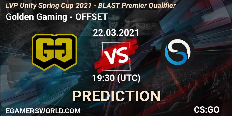 Pronóstico Golden Gaming - OFFSET. 22.03.2021 at 19:30, Counter-Strike (CS2), LVP Unity Cup Spring 2021 - BLAST Premier Qualifier