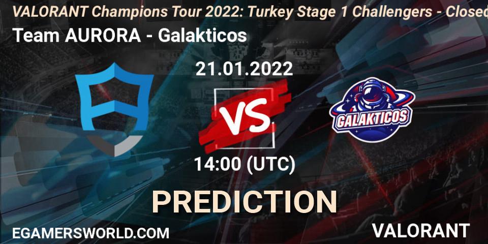 Pronóstico Team AURORA - Galakticos. 21.01.2022 at 14:00, VALORANT, VCT 2022: Turkey Stage 1 Challengers - Closed Qualifier 2