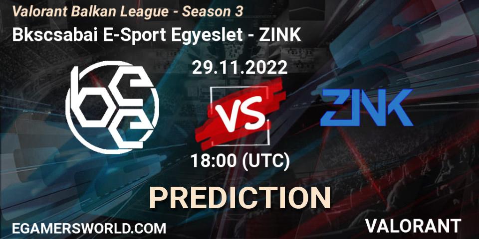 Pronóstico Békéscsabai E-Sport Egyesület - ZINK. 29.11.22, VALORANT, Valorant Balkan League - Season 3