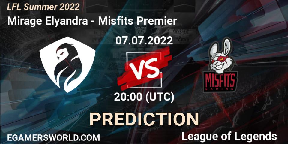 Pronóstico Mirage Elyandra - Misfits Premier. 07.07.22, LoL, LFL Summer 2022