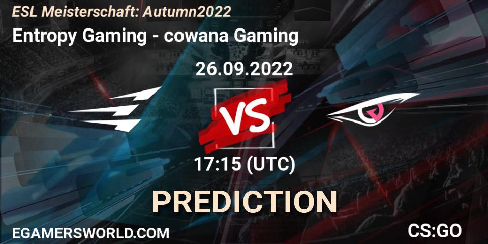 Pronóstico Entropy Gaming - cowana Gaming. 26.09.22, CS2 (CS:GO), ESL Meisterschaft: Autumn 2022