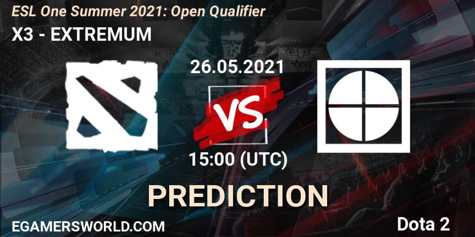 Pronóstico X3 - EXTREMUM. 26.05.21, Dota 2, ESL One Summer 2021: Open Qualifier