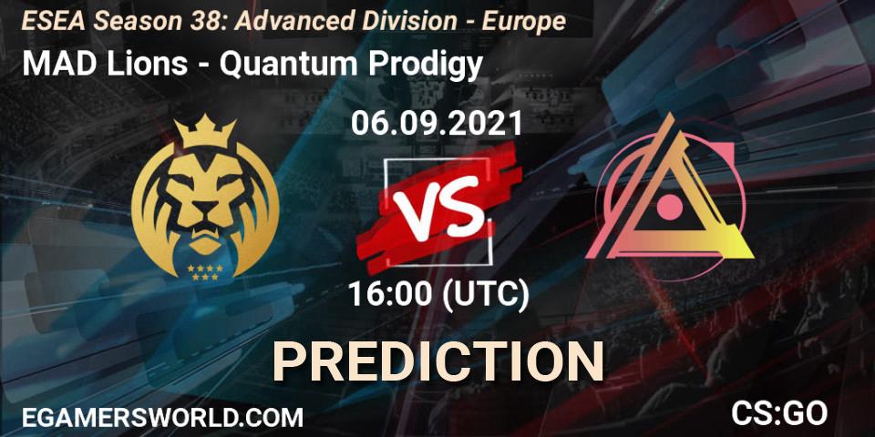 Pronóstico MAD Lions - Quantum Prodigy. 06.09.2021 at 16:00, Counter-Strike (CS2), ESEA Season 38: Advanced Division - Europe