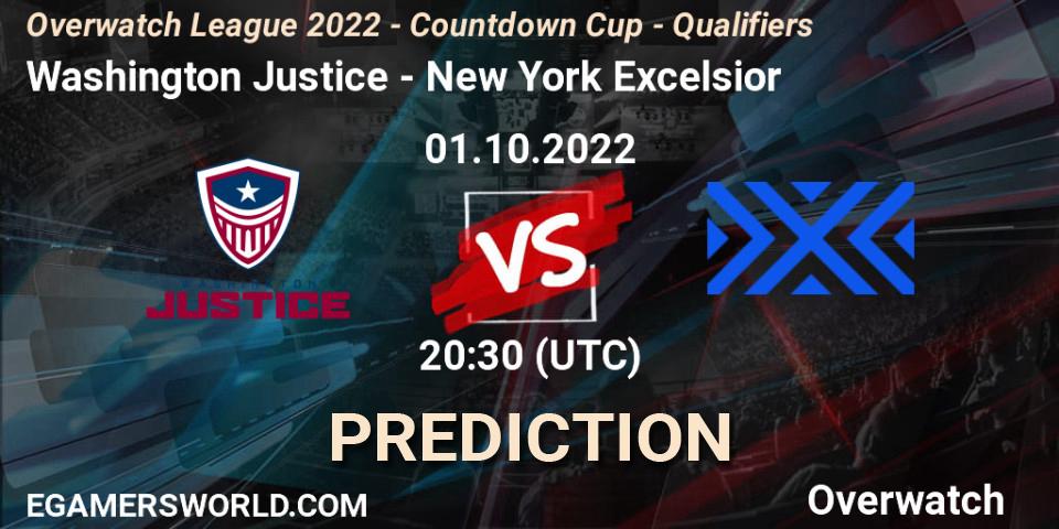 Pronóstico Washington Justice - New York Excelsior. 01.10.2022 at 20:30, Overwatch, Overwatch League 2022 - Countdown Cup - Qualifiers