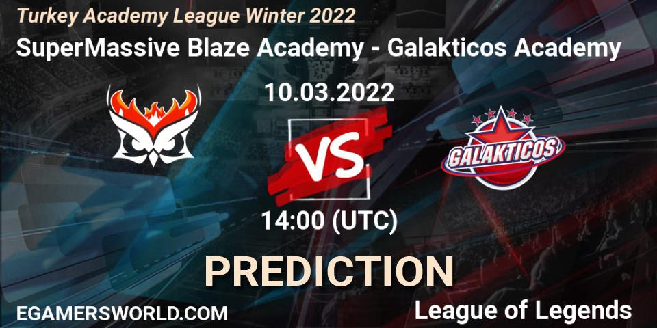 Pronóstico SuperMassive Blaze Academy - Galakticos Academy. 10.03.2022 at 14:00, LoL, Turkey Academy League Winter 2022