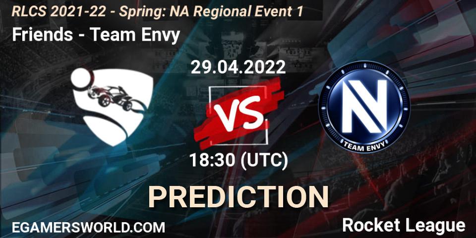 Pronóstico Friends - Team Envy. 29.04.22, Rocket League, RLCS 2021-22 - Spring: NA Regional Event 1