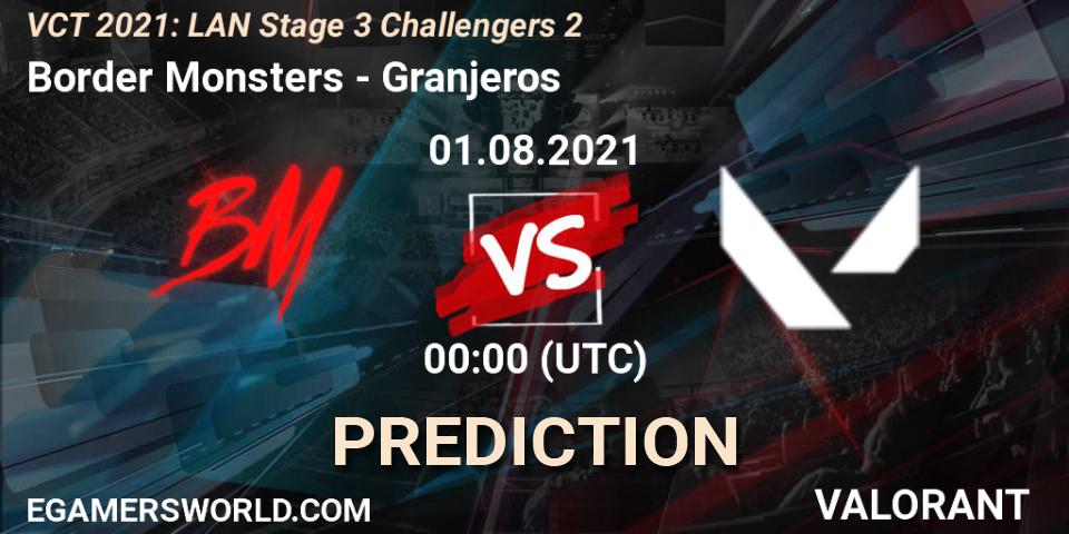 Pronóstico Border Monsters - Granjeros. 01.08.2021 at 00:30, VALORANT, VCT 2021: LAN Stage 3 Challengers 2